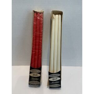 Vintage Will & Baumer Taper Candles Two Sets Of 6 1 Red And 1 White 10 Inches
